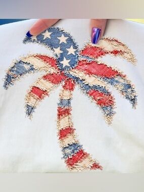 American Flag Palm Tree Tee - Red White Blue